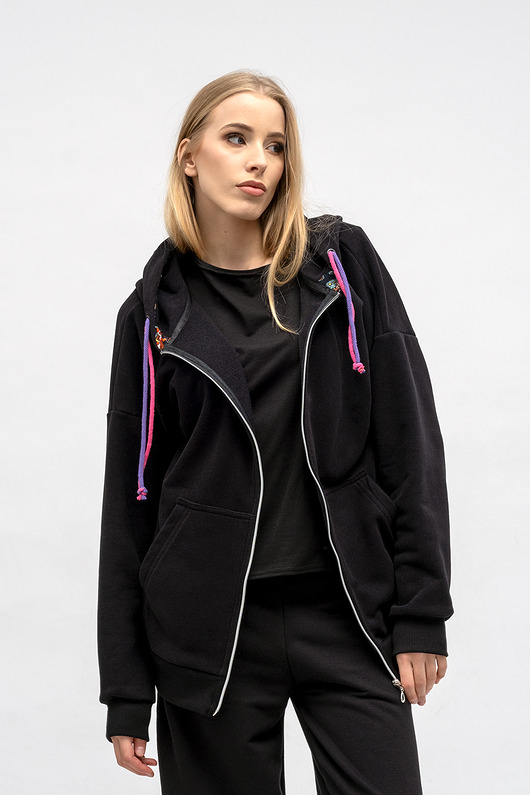bluza z kapturem damska BLUZA NA ZAMEK ,,CINDI'' czarna