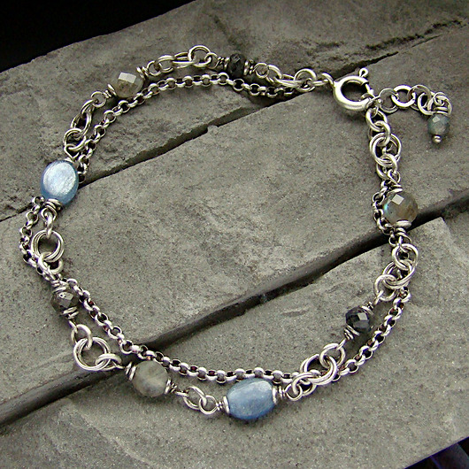 bransoletki z kamieni naturalnych Kyanit, szafir, labradoryt - bransoletka