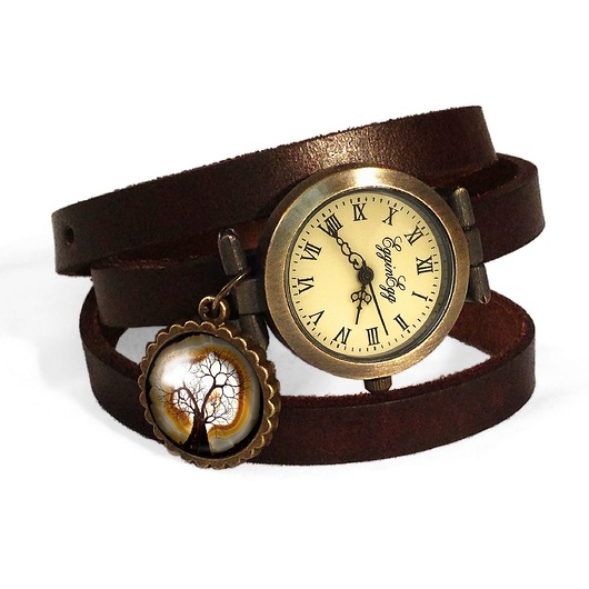 zegarki unisex Skórzany zegarek Celtyckie drzewo - 0465