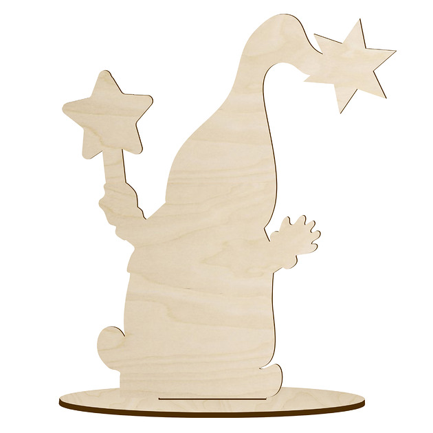 figurki i rzeźby Drewniany Skrzat Krasnal Dekoracja Stojąca Decoupage Figurka  Świąteczna