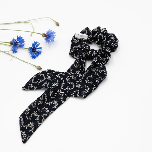 gumki do włosów Scrunchie/frotka Granatowa wzorki
