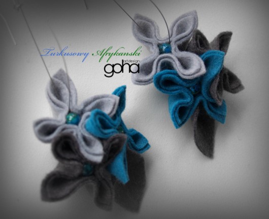 Turkusowy Afrykański -Biżuteria Autorska FlowerFelt Design