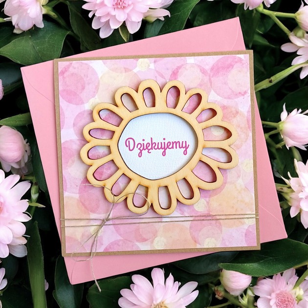 kartki scrapbooking Dziękujemy : PODZIĘKOWANIE : kartka handmade : pink