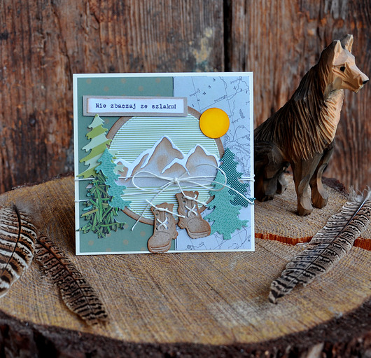 kartki scrapbooking Kartka z górami