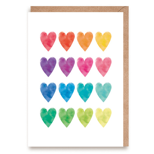 kartki okolicznościowe - wydruki Kartka miłosna - Tęczowe serduszka