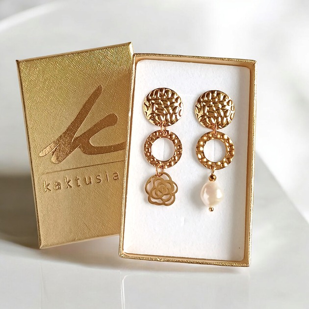 kolczyki z kamieniami Asymetryczne kolczyki z perłą : wyjątkowy prezent PREMIUM