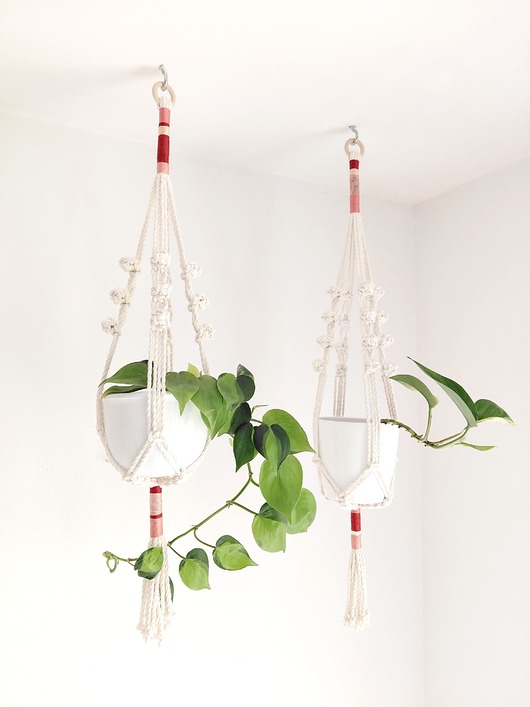 kwietniki Komplet kwietników z makramy