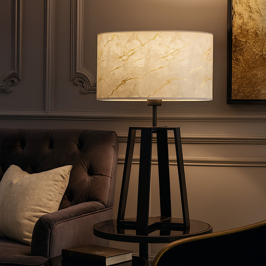 lampy stołowe Piękna lampa stołowa do salonu z designerskim kloszem THOR MARMUR