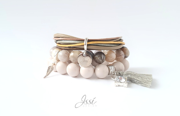 bransoletki z kamieni naturalnych Grey Stone  Set - unikat