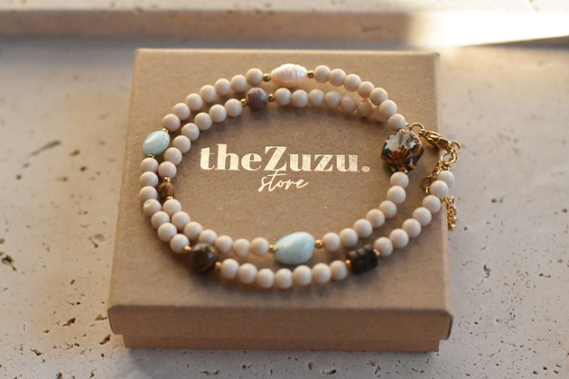 naszyjniki - inne Naszyjnik z kamieniem rzecznym