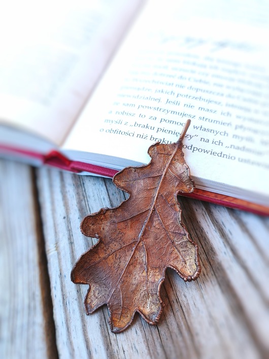 wisiory Liść dębu VI wisiorek miedziany