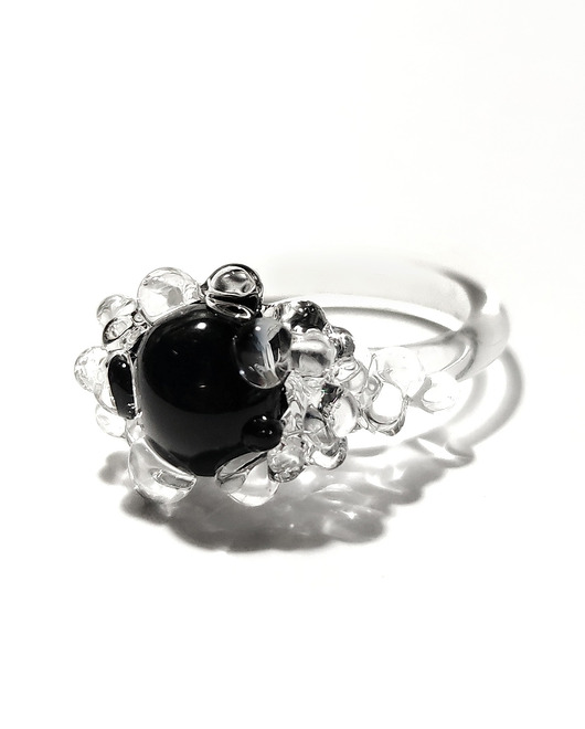 pierścionki - różne Szklany pierścionek "Nereida" czarny