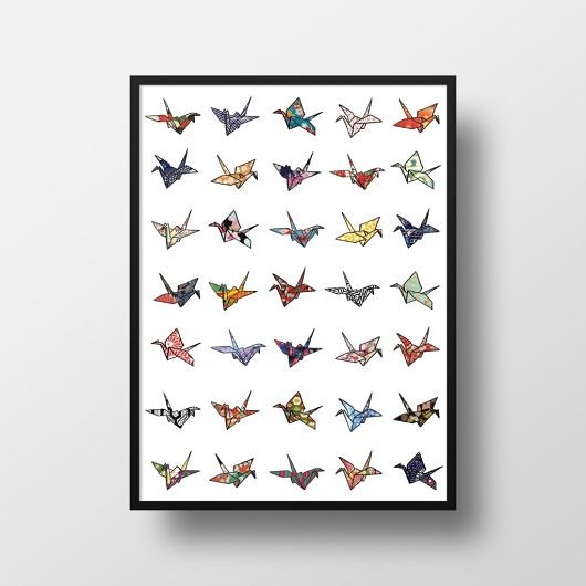 Plakat Żurawie origami Iluminaro
