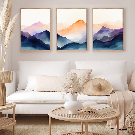 plakaty Plakat Górski Zachód w Akwareli