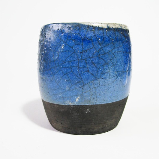 przechowywanie - różne Ceramiczny niebieski pojemnik raku