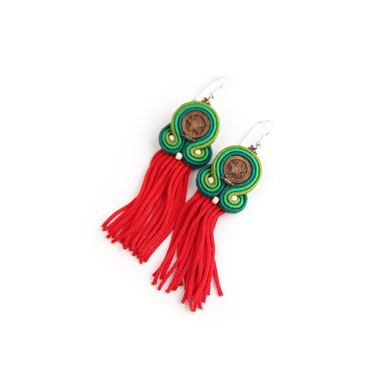 kolczyki soutache Zoey S - kolczyki etno, srebro
