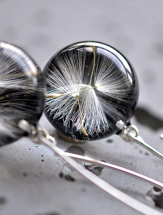 Kolczyki srebrne z nasionami dmuchawca Grol Jewellery