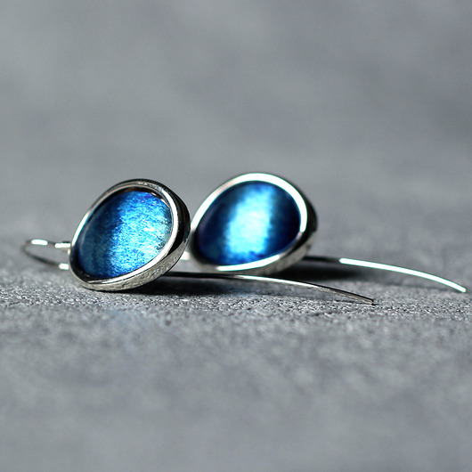 kolczyki wire wrapping Owalne kolczyki ze srebra i tytanu