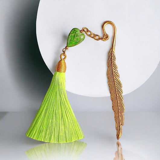 zakładki do książek Zakładka PREMIUM : serce : jaspis cesarski : limonka