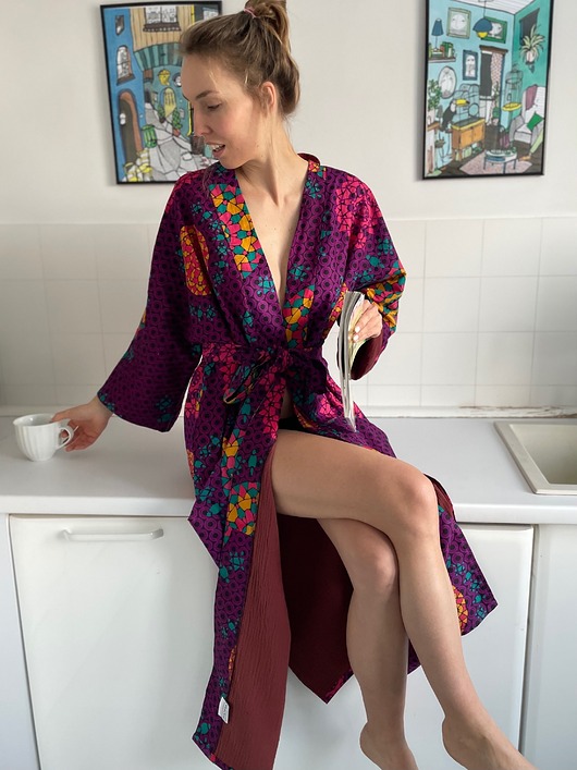 płaszcze damskie Ocieplane kimono w mandale