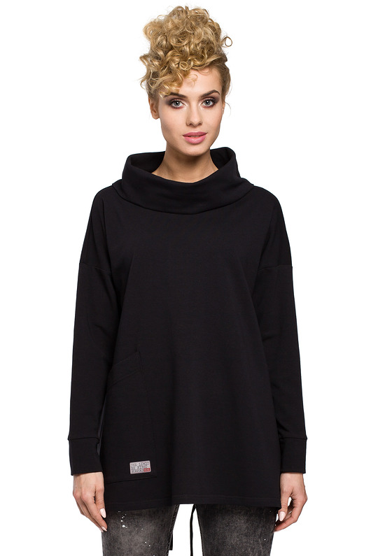 Bluza oversize z kominem-czarna(M-260) MOE
