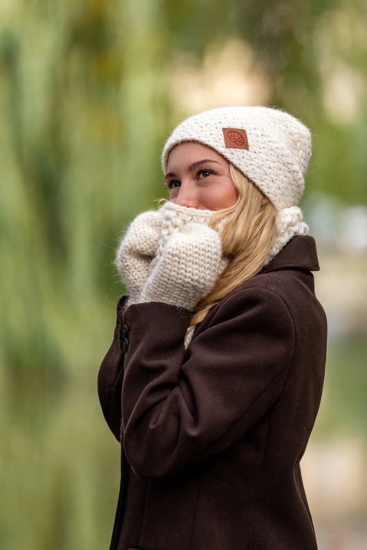 czapki damskie Czapka MERINO Explorer Beżowy ecru