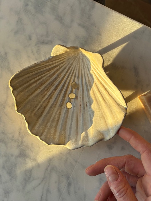 mydelniczki Ceramiczna Mydelniczka z Odpływem Muszelka Muszla Milky  White