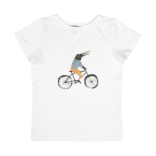 t-shirty dla dziewczynki T-shirt dziecięcy Premium z Krokodylem ECRU