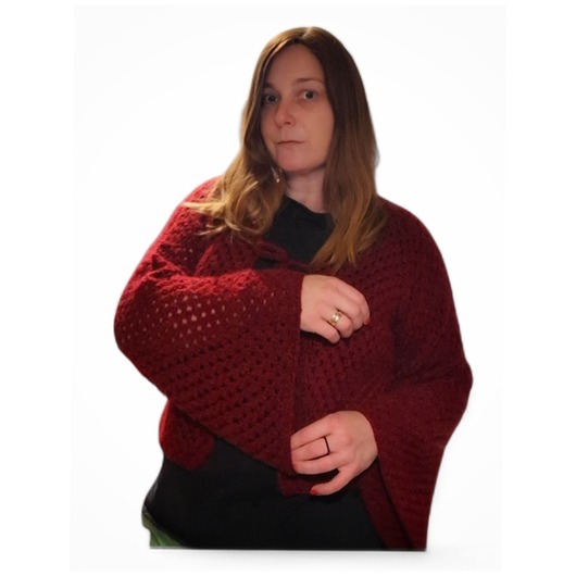 kardigany damskie Sweter narzutka na szydełku "Burgundowe Święta"