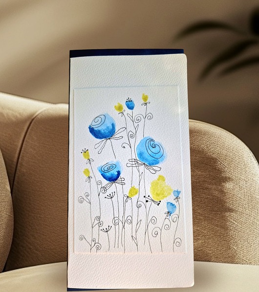 kartki scrapbooking Delikatna kartka okolicznościowa malowana ręcznie akwarelami oryginał