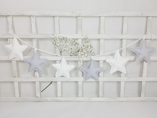 Girlanda gwiazdki biel_szarość Love White
