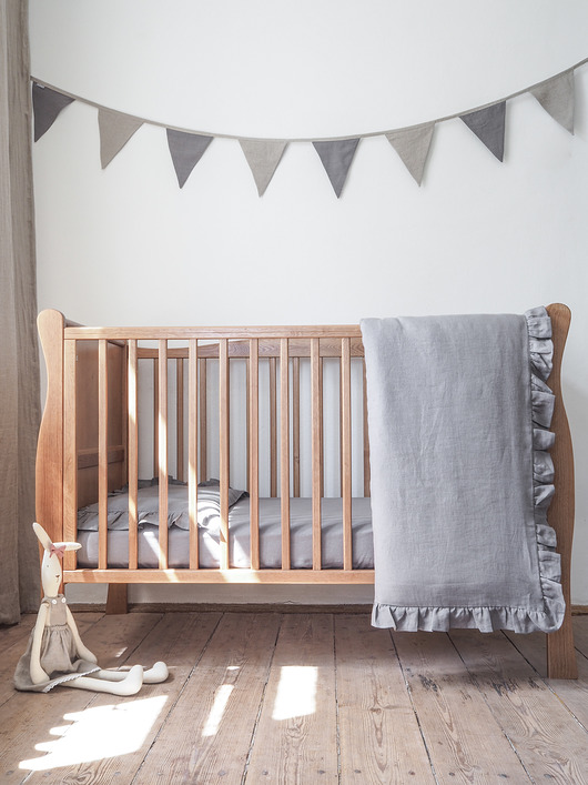 Lniana pościel do łóżeczka FALBANKA TRUE GRAY so linen!