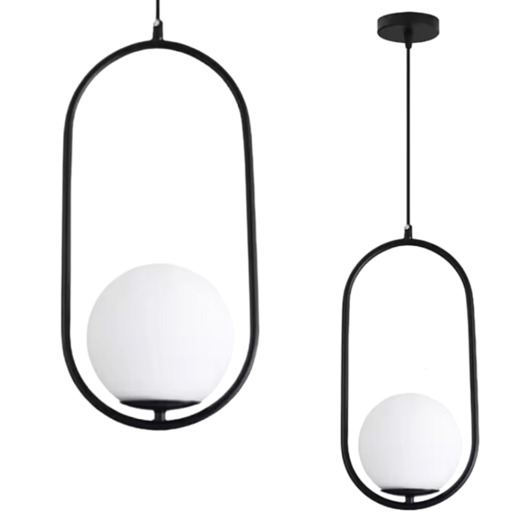 lampy wiszące Lampa wisząca zwis żyrandol lampa na sufit czarna szkło kula LED E27