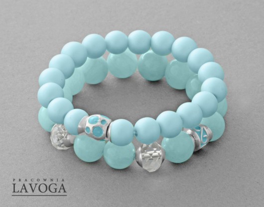 Mint jade, crystals & glass pearls set. Lavoga