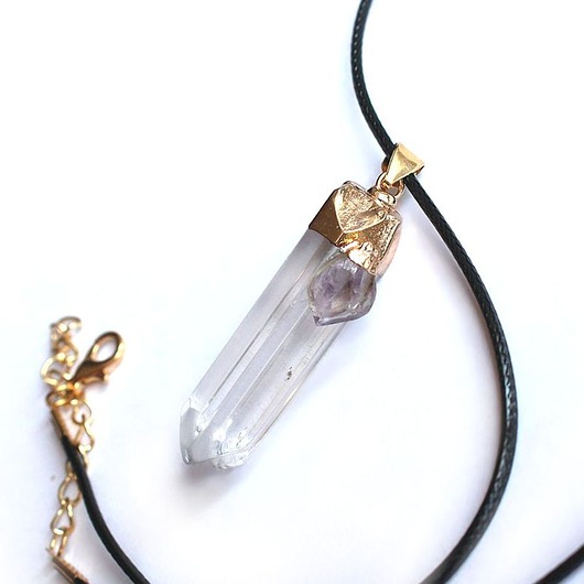 wisiory Kryształ górski + ametyst