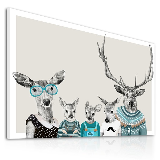 obrazy OBRAZ NA PŁÓTNIE - Rodzina z lasu 120x80cm