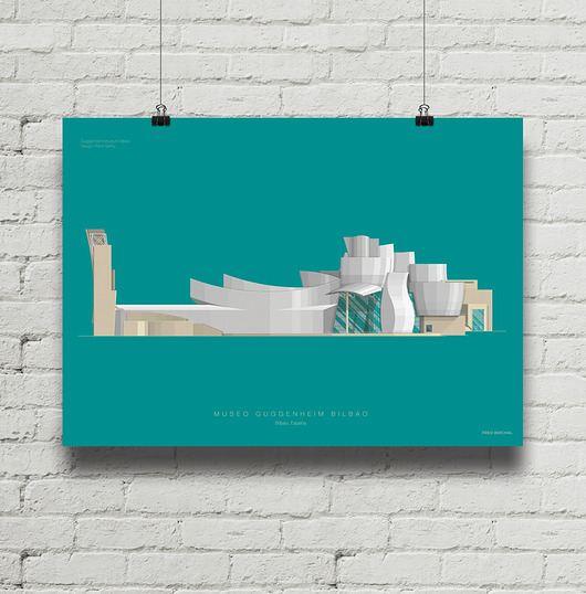 Guggenheim Bilbao - plakat giclee art minimalmill