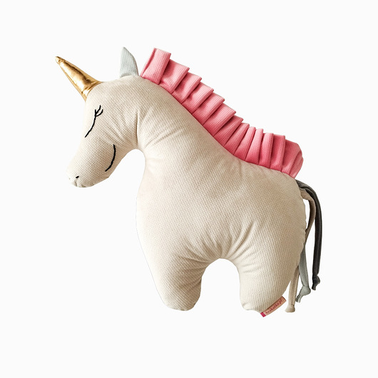 poduszki do pokoju dziecka Jednorożec UNICORN poduszka - beżowy z różową grzywą
