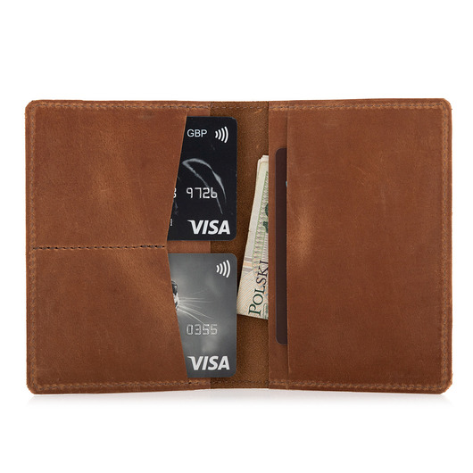 portfele męskie Portfel Slim Wallet na dokumenty i karty brąz