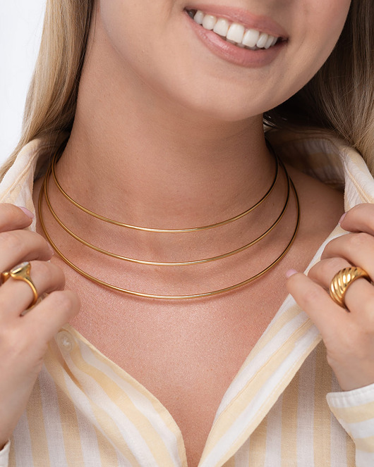 bransoletki - inne Potrójny złoty choker ze stali chirurgicznej premium Paraiso Thalora