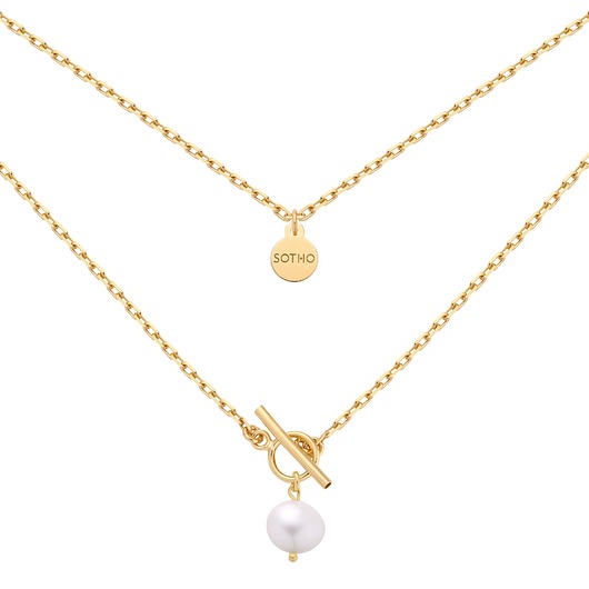 złote naszyjniki Złoty masywny łańcuszek z naturalną perłą