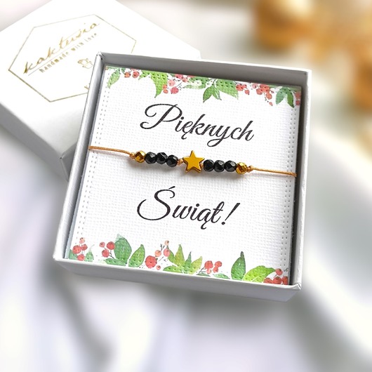 bransoletki z kamieni naturalnych Świąteczna bransoletka w wyjątkowym opakowaniu : onyks