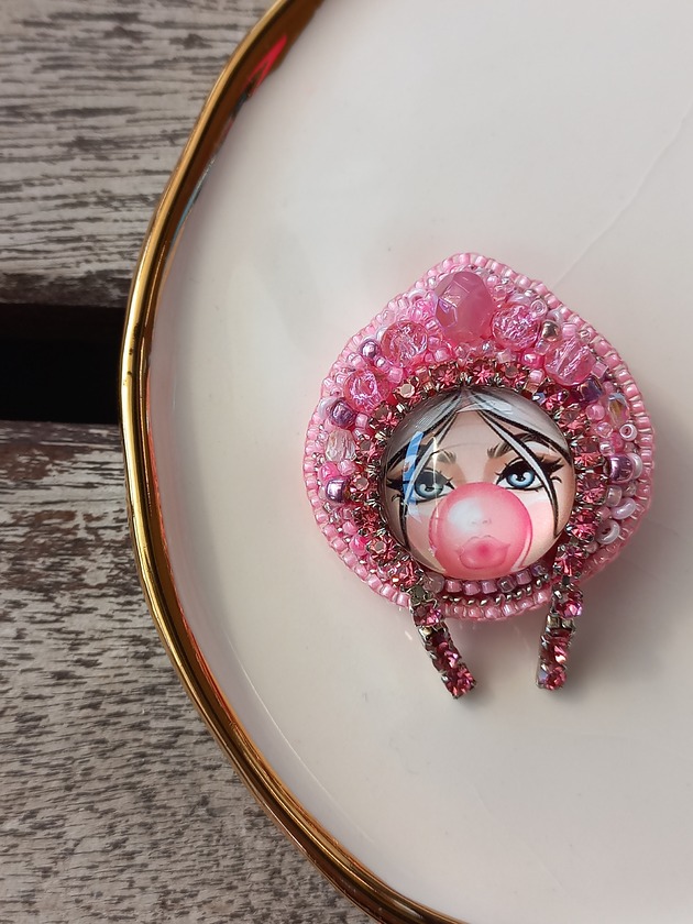 broszki Broszka Matrioszka różowa