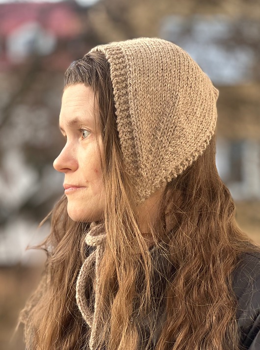 czapki damskie Opaska 3w1 bonetka opaska mini szalik z wełny owczej i alpaki beżowa