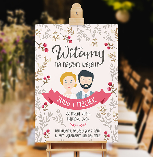 Plakat/ Obraz powitalny gości weselnych - Piękny Pankmat