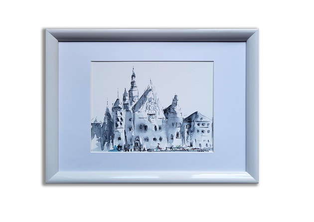 grafiki i ilustracje Grafika ręcznie malowana "Wrocław" + rama