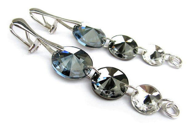 kolczyki swarovski Klipsy srebrne-Denim at Night-Kryształy Swarovskiego