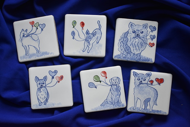 podkładki do kuchni Podkładki pod kubki kafelki psy