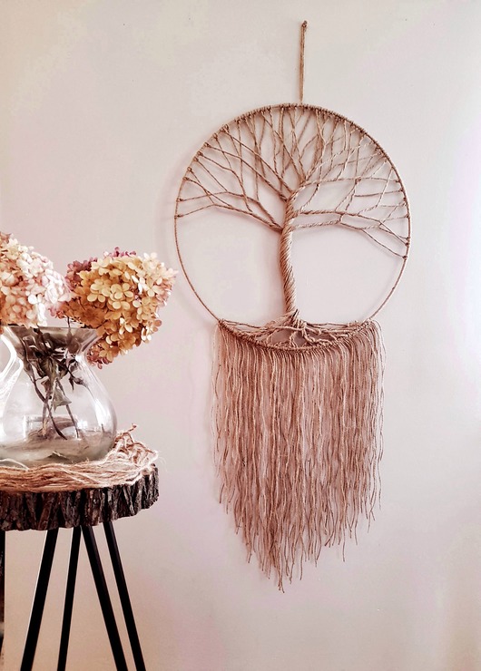 makramy Drzewo życia średnica 60 cm jutowe od ręki