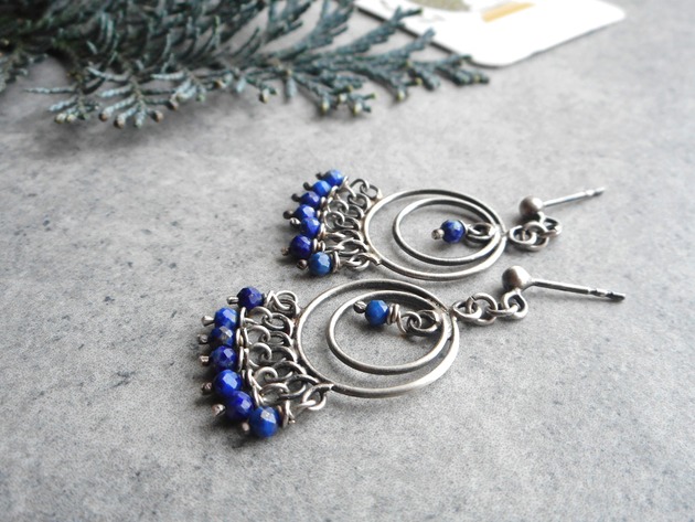 Lapis lazuli w srebrze Lahovska